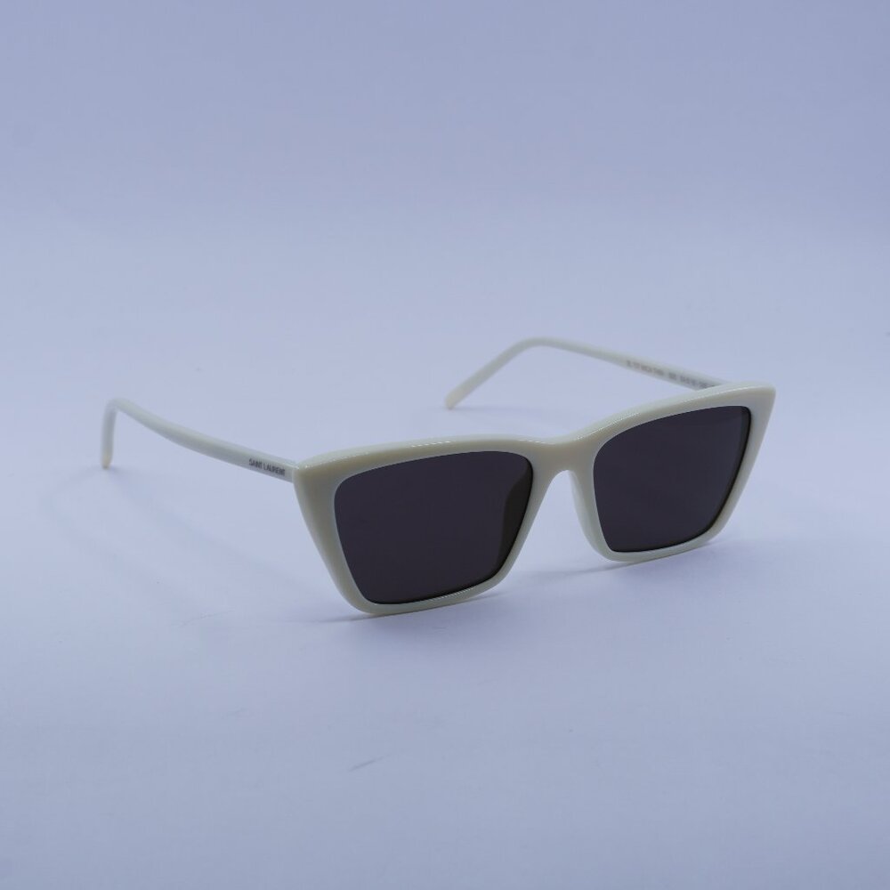 Saint Laurent SL737 MICA THIN 005 Sunglasses Ivory Cat Eye Frame, Black Lenses
